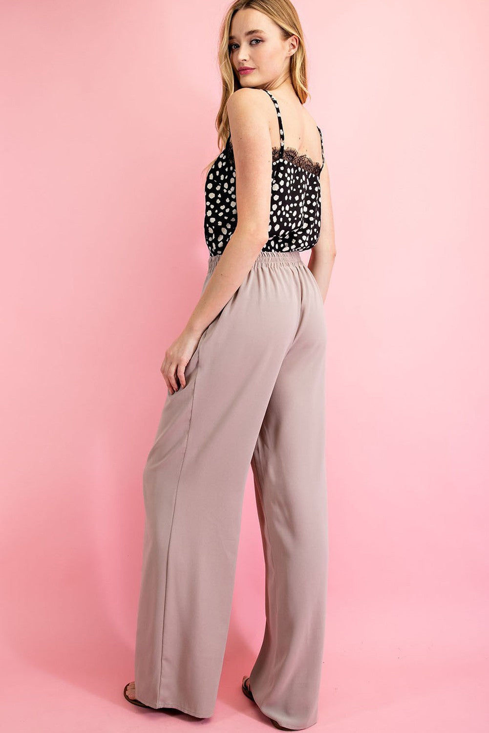 ee:some Wide Leg Pants With Self Tie Belt In Taupe-Bottoms-ee:some-Deja Nu Boutique, Women's Fashion Boutique in Lampasas, Texas