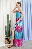 ee:some Tie Dye Strapless Smocked Maxi Dress-Maxi Dresses-ee:some-Deja Nu Boutique, Women's Fashion Boutique in Lampasas, Texas