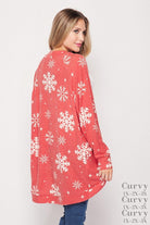 honeyme Red Snowflake Plus Cardigan-Curvy/Plus Outerwear-honeyme-Deja Nu Boutique, Women's Fashion Boutique in Lampasas, Texas